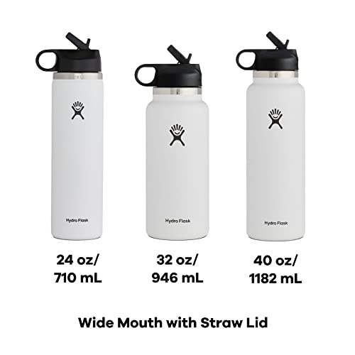 Hydro Flask Wide Mouth Straw Lid - Stainless Steel Reusable Water Bottle - Vacuum Insulated, Dishwasher Safe, BPA-Free, Non-Toxic