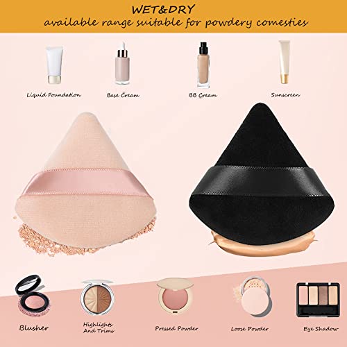 6 Pcs Triangle Powder Puff,Makeup Puff,Powder Puffs for Face Powder,Triangle Makeup Velour Puff,Triangle Sponges for Makeup,Loose Setting Powder Puff powder sponge makeup puffs(Black Flesh)