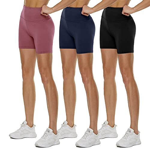 QGGQDD 3 Pack High Waisted Biker Shorts for Women – 5" Buttery Soft Black Workout Yoga Athletic Shorts