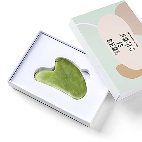 Gua Sha Facial Tools Healing Crystal - Self Care Gifts for Women Skin Care Tools Natural Massager for Skincare Face Body Relieve Muscle Tensions Reduce Puffiness (Green)