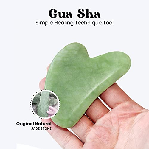 Gua Sha Facial Tools Healing Crystal - Self Care Gifts for Women Skin Care Tools Natural Massager for Skincare Face Body Relieve Muscle Tensions Reduce Puffiness (Green)