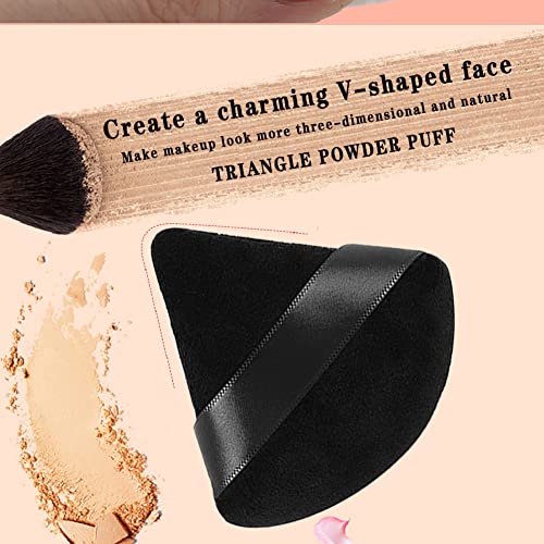 6 Pcs Triangle Powder Puff,Makeup Puff,Powder Puffs for Face Powder,Triangle Makeup Velour Puff,Triangle Sponges for Makeup,Loose Setting Powder Puff powder sponge makeup puffs(Black Flesh)