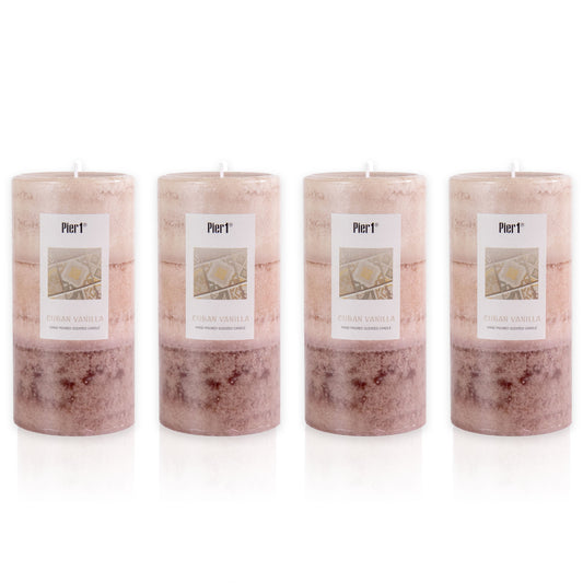 Pier 1 Magnolia Blooms 3X6 Layered Set of 4 Pillar Candles