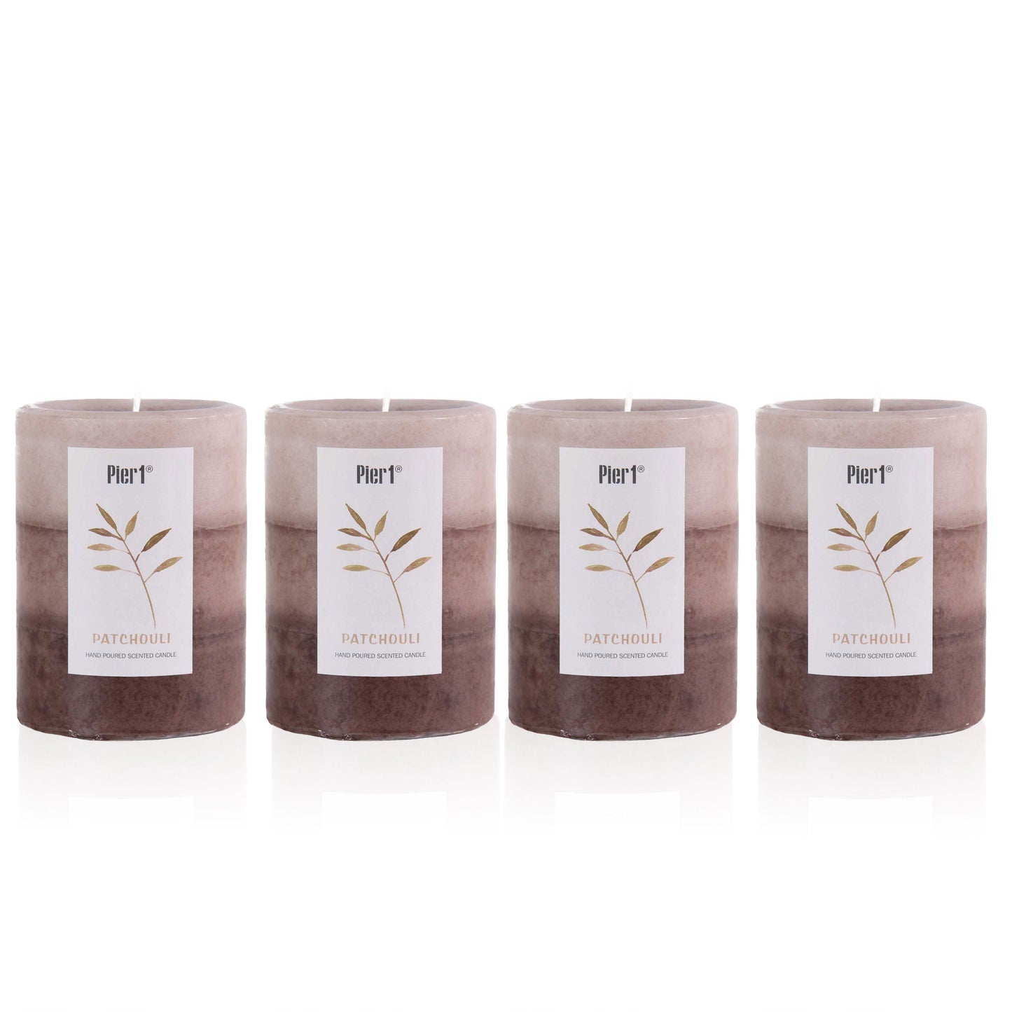 Pier 1 Amber Musk 3x4 Layered Set of 4 Pillar Candles